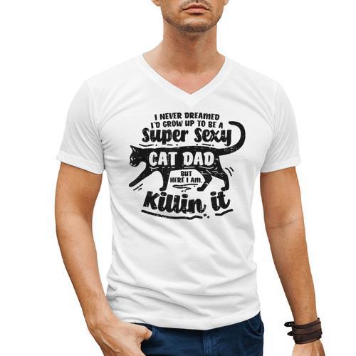 Sexy Cat Dad Father Catfather Kitten Kitty Men's V-Neck T-Shirt - Father's Day Fun