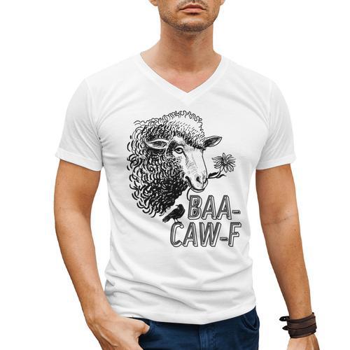 Sheep Baa Crow Caw Back Off Pun Tee For Introverts & Teens Men's V-Neck T-Shirt - Raresse