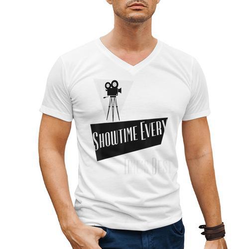 Showtime Every Moment Cinema Nostalgia Film Buff Humor Men's V-Neck T-Shirt - Figerry