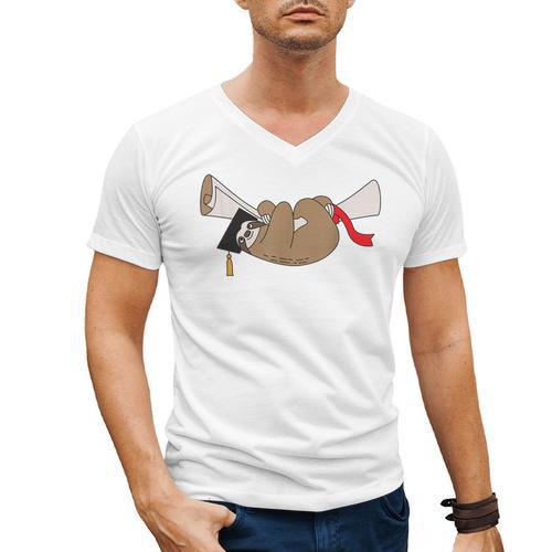 Sloth Graduation Shirt Cute Animal Diploma Grad Men's V-Neck T-Shirt - Best Gift Smart