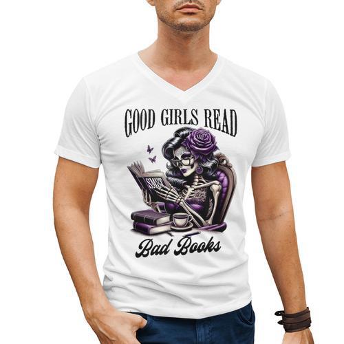 Smut Book Reading Smutty Good That Girls Read Bad Books Men's V-Neck T-Shirt - Bookorys