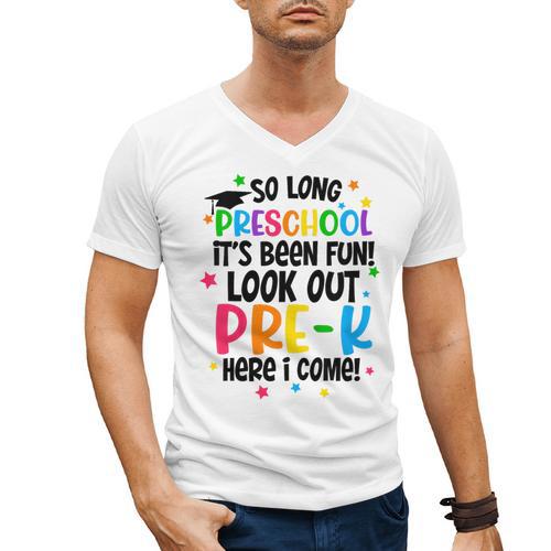 So Long Preschool Pre-K Here I Come Graduation Men's V-Neck T-Shirt - Best Gift Smart