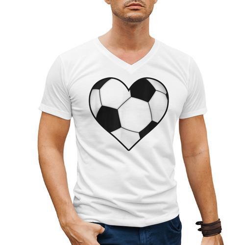 Soccer Ball Heart Idea For Mom Dad Kids T-Shirt Men's V-Neck T-Shirt - Father's Day Fun
