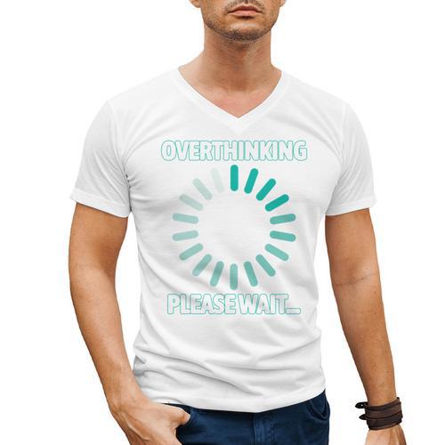 Social Introvert's Overthinking Please Wait Awkward Humor Men's V-Neck T-Shirt - Raresse