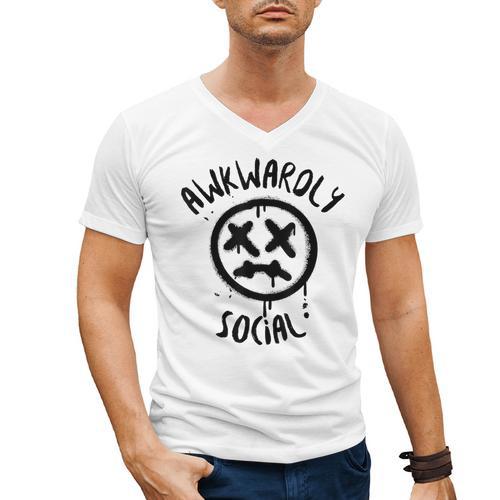 Socially Awkward Introvert Social Anxious Awkwardly Social Men's V-Neck T-Shirt - Raresse