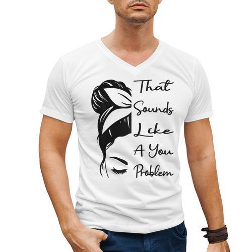 That Sounds Like A You Problem Messy Bun Introvert Raglan Baseball Tee Men's V-Neck T-Shirt - Raresse