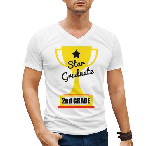 Star Graduate Second Grade Graduation Trophy Cup Men's V-Neck T-Shirt - Best Gift Smart