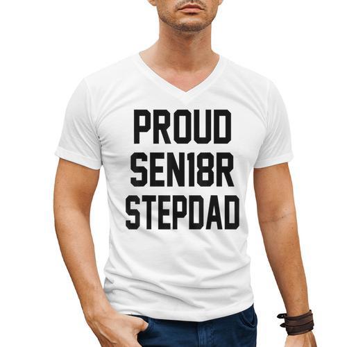 Stepfather SEN18R Graduation Party Stepdad Senior 2018 Shirt Men's V-Neck T-Shirt - Best Gift Smart