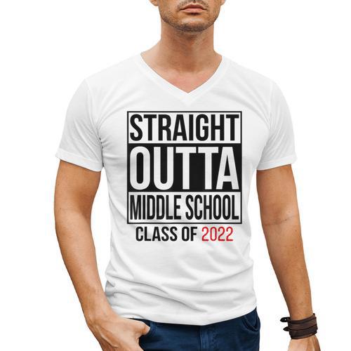 Straight Outta Middle School Graduation Shirt Class Of 2022 Men's V-Neck T-Shirt - Best Gift Smart