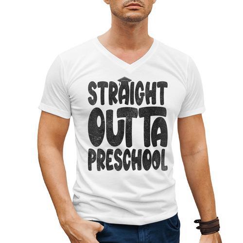 Straight Outta Preschool Graduation Cap Gown 2022 Cute Men's V-Neck T-Shirt - Best Gift Smart