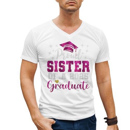 Super Proud Sister Of 2025 Graduate Senior Graduation Family Premium Tri-Blend Men's V-Neck T-Shirt - Best Gift Smart