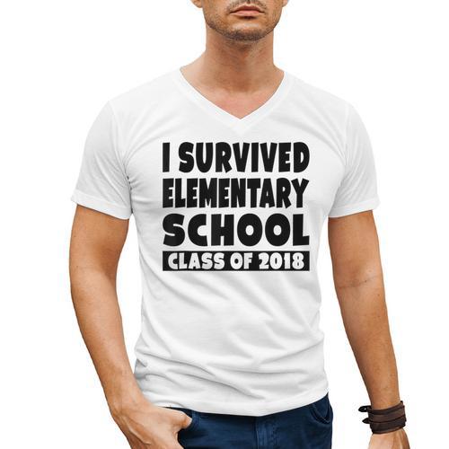 I Survived Elementary School Class Of 2018 Graduation Shirt Men's V-Neck T-Shirt - Best Gift Smart
