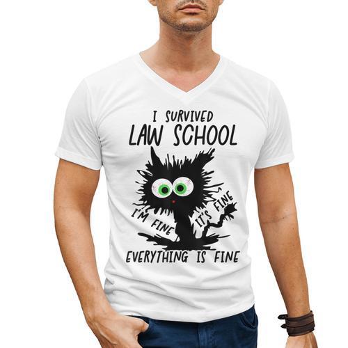 I Survived Law School Graduation 2025 2026 Men's V-Neck T-Shirt - Best Gift Smart