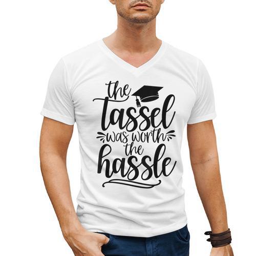 The Tassel Was Worth The Hassle Graduation Men's V-Neck T-Shirt - Best Gift Smart