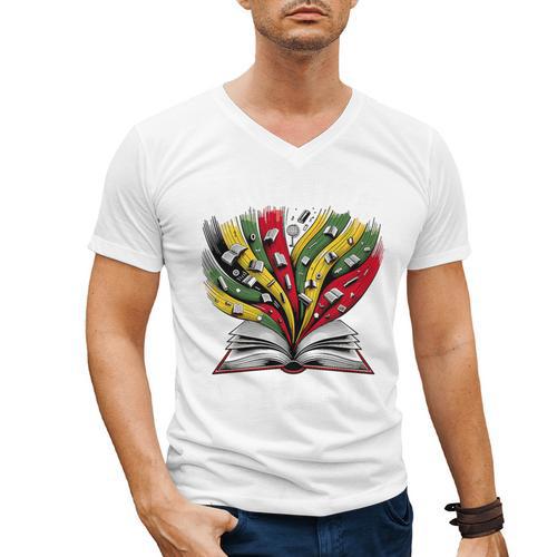 History Education Is Freedom Books Black History Premium Tri-Blend Men's V-Neck T-Shirt - Bookorys
