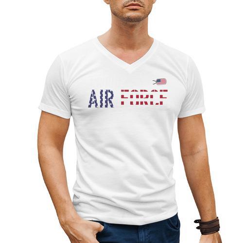 US Flag Proud Air Force Dad Men's V-Neck T-Shirt - Father's Day Fun