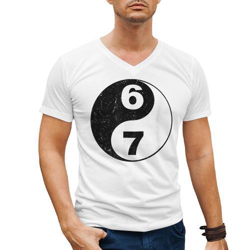Vintage 6 7 Yin Yang Namaste Six Seven Nostalgia Men's V-Neck T-Shirt - Figerry