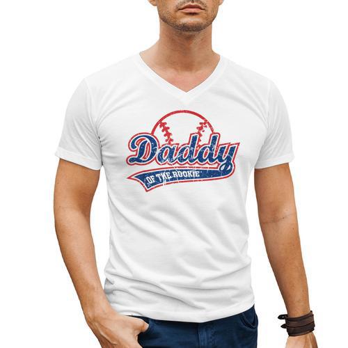 Vintage Baseball Daddy Of The Rookie Men's V-Neck T-Shirt - Father's Day Fun