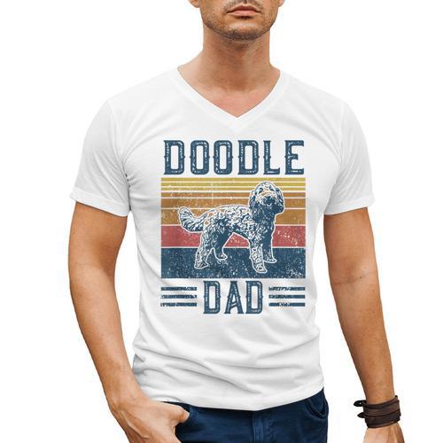 Vintage Doodle Dad Aussie Doodle & Goldendoodle Men's V-Neck T-Shirt - Father's Day Fun