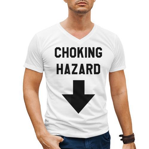 Viral And Internet Meme Crude Gag Apparel Choking Hazard Adult Dad Joke Men's V-Neck T-Shirt - Father's Day Fun
