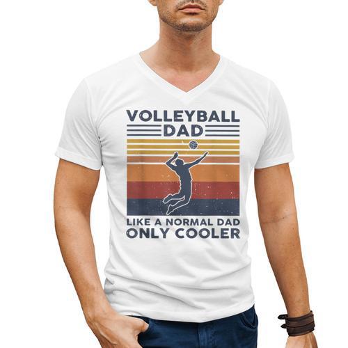 Volleyball Dad Like A Normal Dad Only Cooler Vintage Men's V-Neck T-Shirt - Father's Day Fun