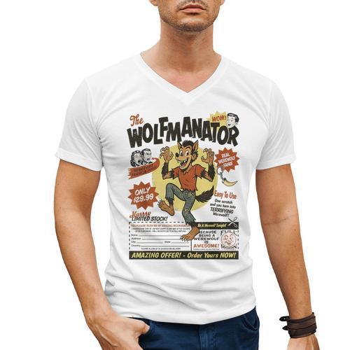 Werewolf Wolfmanator Nostalgia Vintage Halloween Men's V-Neck T-Shirt - Figerry