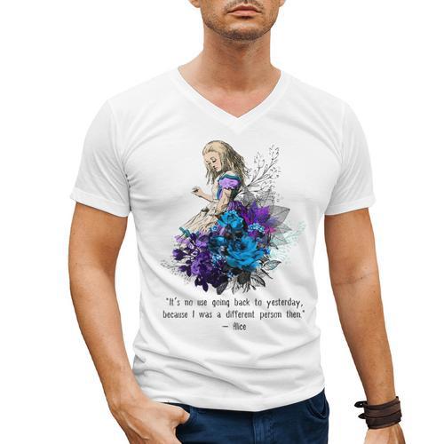 Women's Vintage Book Quote It’s No Use Going Back To Yesterday Men's V-Neck T-Shirt - Bookorys DE