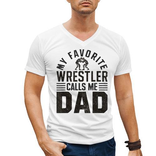 Wrestler Daddy Wrestling Dad Men's V-Neck T-Shirt - Father's Day Fun