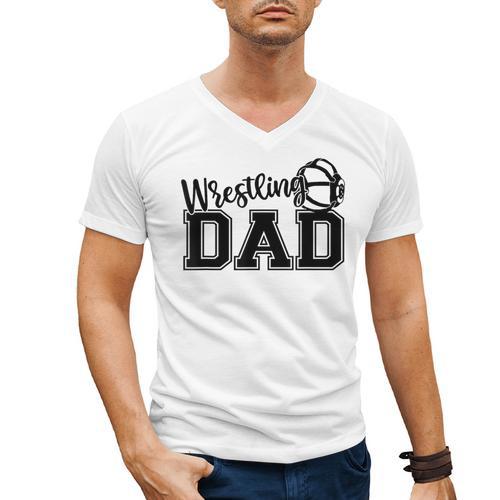Wrestling Dad Hobby Wrestle Wrestler Martial Arts Father Men's V-Neck T-Shirt - Father's Day Fun