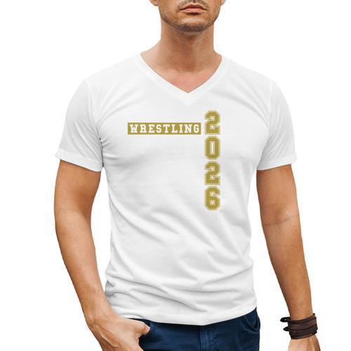 Wrestling Senior Night Wrestling Senior 2026 Graduation 43 Men's V-Neck T-Shirt - Best Gift Smart