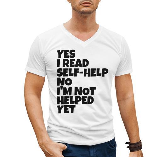 Yes I Read Self-Help No I’m Not Helped Yet Book Lover Men's V-Neck T-Shirt - Bookorys DE