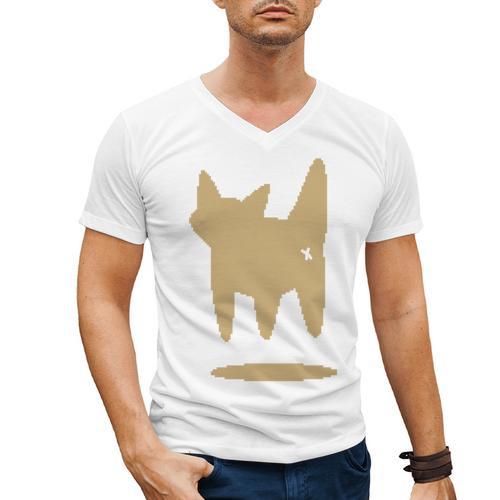 Yk2 Cat With Tomboy Tail 90s Nostalgia Downtown Indie Men's V-Neck T-Shirt - Figerry