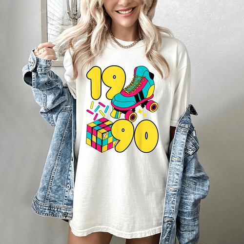 1990 Retro Raised In The 90s Old School Nostalgia Vibes Women's Comfort Colors T-Shirt - Figerry