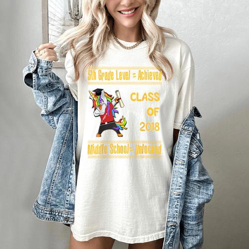 5th Grade Graduation Shirt Dabbing Unicorn Boys Class 2018 Women's Comfort Colors T-Shirt - Best Gift Smart
