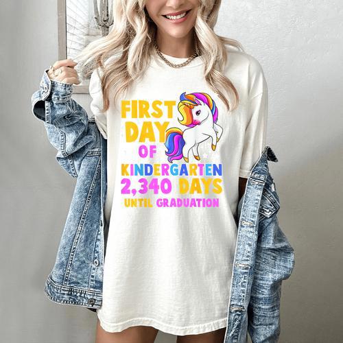 Back To School First Day Of Kindergarten Graduation Unicorn Women's Comfort Colors T-Shirt - Best Gift Smart