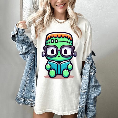 Book Lover Frankenstein's Monster With Reading Glasses Women's Comfort Colors T-Shirt - Bookorys DE