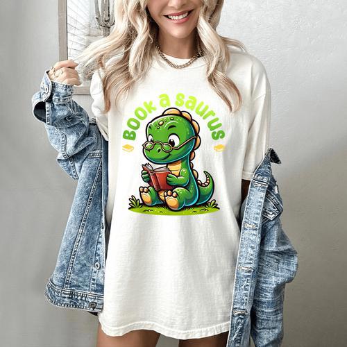 Book A Saurus Bookasaurus Dinosaur Book Girls Boys Toddler Women's Comfort Colors T-Shirt - Bookorys CA