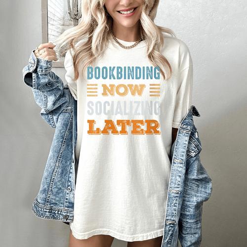Bookbinding Now Minimal Socializing Introvert Vintage Women's Comfort Colors T-Shirt - Raresse