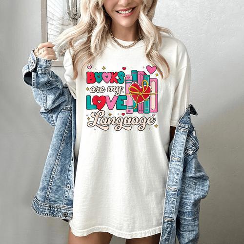 Books Are My Love Language Women's Comfort Colors T-Shirt - Bookorys DE