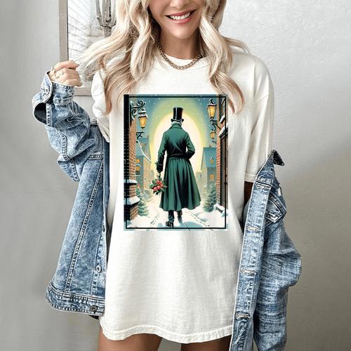 Charles Dickens Christmas Classic Book Ebeneezer Scrooge -Adults Kids Small Short Sleeve T-Shirt Women's Comfort Colors T-Shirt - Bookorys