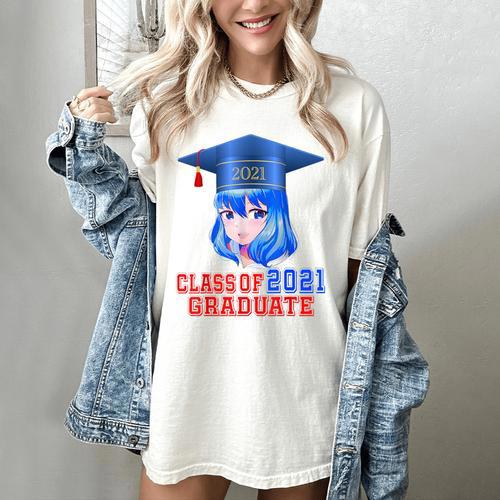 Class Of 2021 Graduate Kawaii Anime Girl School Graduation Women's Comfort Colors T-Shirt - Best Gift Smart