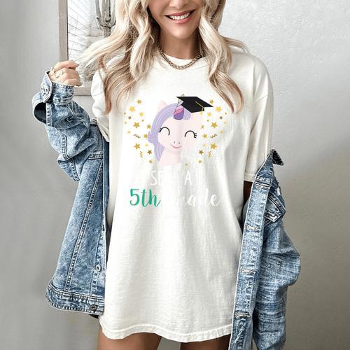 Cute Unicorn See Ya 5th Grade Graduation Shirt Women's Comfort Colors T-Shirt - Best Gift Smart