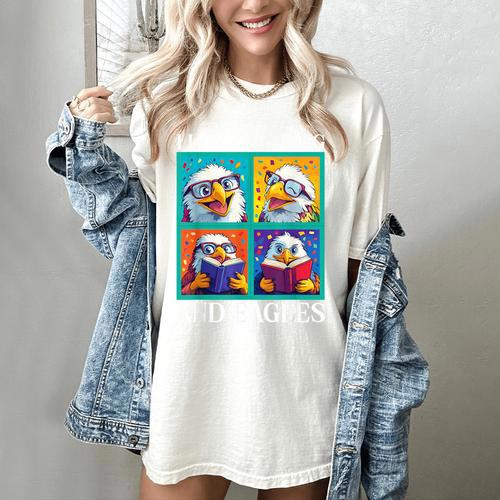 Eagle Love Reading And Eagles Child Book Lover Women's Comfort Colors T-Shirt - Bookorys