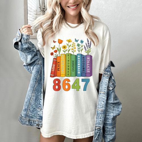 Equal Rights Book Flower Resist 86 47 Feminist Women Rights Women's Comfort Colors T-Shirt - Bookorys