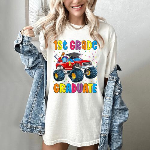 First Grade Graduation Monster Truck 1st Grade Graduate Women's Comfort Colors T-Shirt - Best Gift Smart