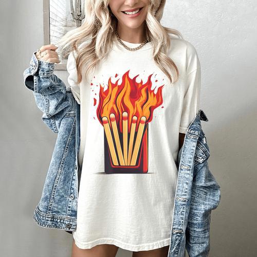 Flames And Lighter Costume For Matchbook Lovers Women's Comfort Colors T-Shirt - Bookorys