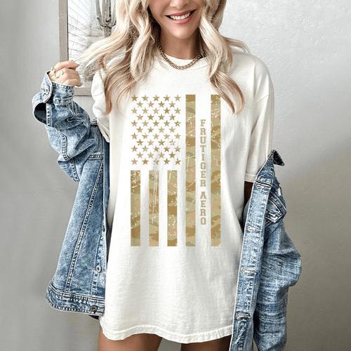 Frutiger Aero Aesthetic Retro Tech Desert Camo Distressed Women's Comfort Colors T-Shirt - Figerry