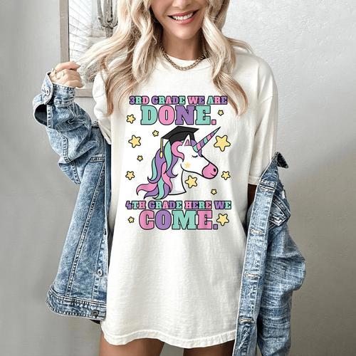 Girls 3rd Grade Graduation Magical Unicorn Women's Comfort Colors T-Shirt - Best Gift Smart