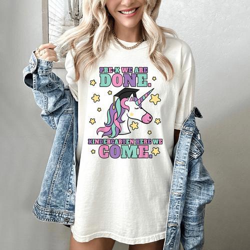 Girls Pre-K Graduation Magical Unicorn Women's Comfort Colors T-Shirt - Best Gift Smart