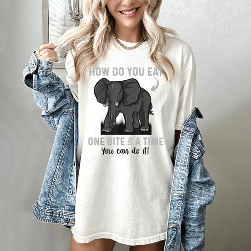 Graduation Apparel How To Eat Elephant One Bite At A Time Women's Comfort Colors T-Shirt - Best Gift Smart